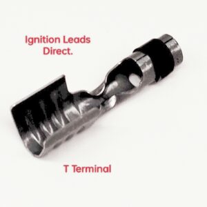 T Terminal. Pack of x 4 Suitable for 7mm & 8mm HT Ignition Cable Straight  Push Fit with clip for spark plug end.
